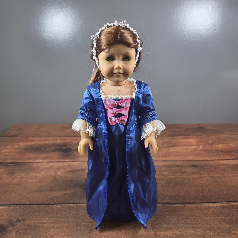 American Girl Felicity Merriman Doll 18 Inch Blue Gown Good Colonial Historical